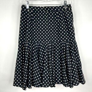 Valentino Black and Cream Polka Dot A-Line Skirt